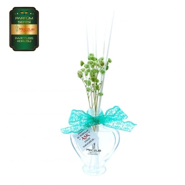 Aşk-ı Sermest Toptan Meczub Parfüm Serisi İnvictuss Kokulu 5 x 60 ml Kalp Şişe Bambu Çubuklu Ortam Kokusu Reed Diffuser Oda Kokusu