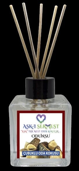 Aşk-ı Sermest Toptan Odunsu Aromalı Bambu Çubuklu Oda Kokusu Reed Diffuser Ortam Kokusu Parfüm, Küp Şişe, 120 mL, 5 Adet