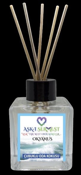 Aşk-ı Sermest Toptan Okyanus Aromalı Bambu Çubuklu Oda Kokusu Reed Diffuser Ortam Kokusu Parfüm, Küp Şişe, 120 mL, 10 Adet