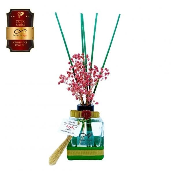 Aşk-ı Sermest Toptan Ölümsüz Aşk Çiçek Serisi Kırmızı Gül Kokulu 10 x 120 ml küp Şişe Bambu Çubuklu Ortam Kokusu Reed Diffuser Oda Kokusu