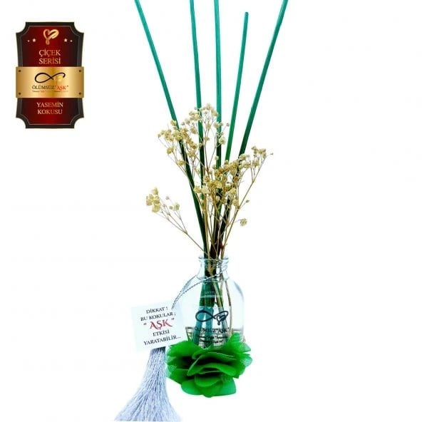 Aşk-ı Sermest Toptan Ölümsüz Aşk Çiçek Serisi Yasemin Kokulu 5 x 50 ml Oval Şişe Bambu Çubuklu Ortam Kokusu Reed Diffuser Oda Kokusu