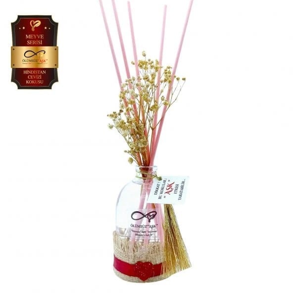 Aşk-ı Sermest Toptan Ölümsüz Aşk Meyve Serisi Hindistan Cevizi Kokulu 5 x 100 ml Oval Şişe Bambu Çubuklu Ortam Kokusu Reed Diffuser Oda Kokusu
