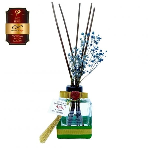 Aşk-ı Sermest Toptan Ölümsüz Aşk Mix Serisi Vanilya & Tarçın Kokulu 5 x 120 ml küp Şişe Bambu Çubuklu Ortam Kokusu Reed Diffuser Oda Kokusu