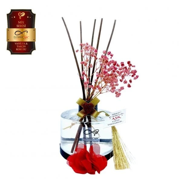 Aşk-ı Sermest Toptan Ölümsüz Aşk Mix Serisi Vanilya & Tarçın Kokulu 200 ml Silindir Şişe Bambu Çubuklu Ortam Kokusu Reed Diffuser Oda Kokusu
