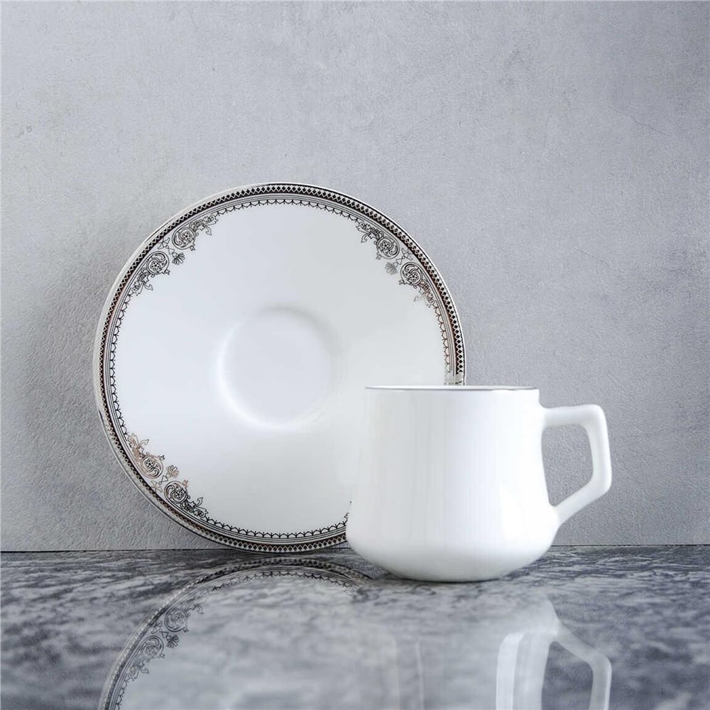 Evaliza Versailles Platin Double 6 Kişilik Kahve Fincan Takımı