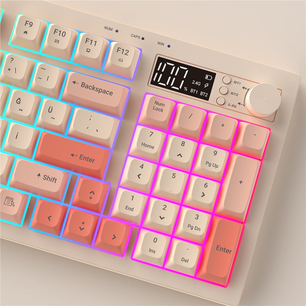Everest KB-85 Silentpro Bej/Pembe/Turuncu RGB Wifi BT Oyuncu Klavyesi
