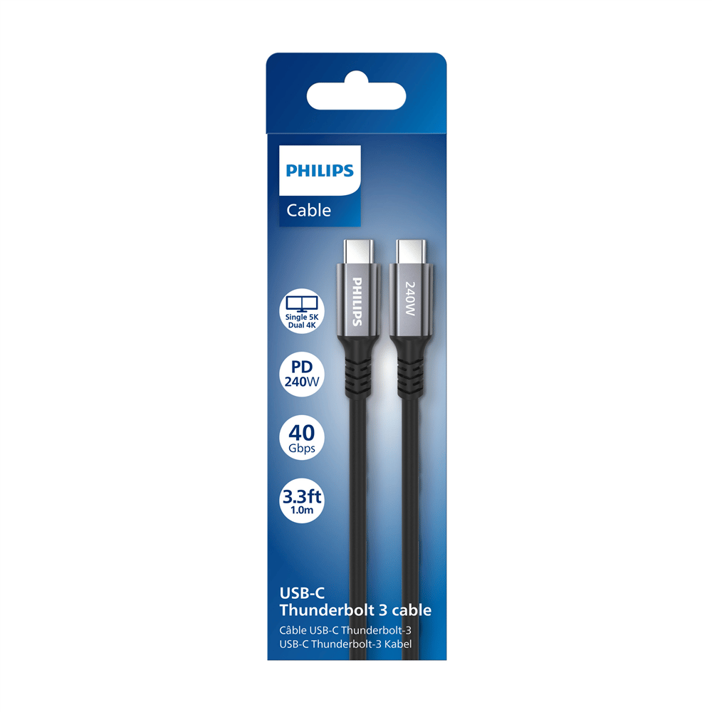 Philips Usb-Cto C PD240W, Thunerbolt3, Usb3.2,1M Şarj Kablosu