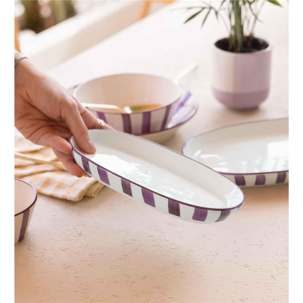 The Mia Joy Oval Servis Tabağı 2li Set Mor