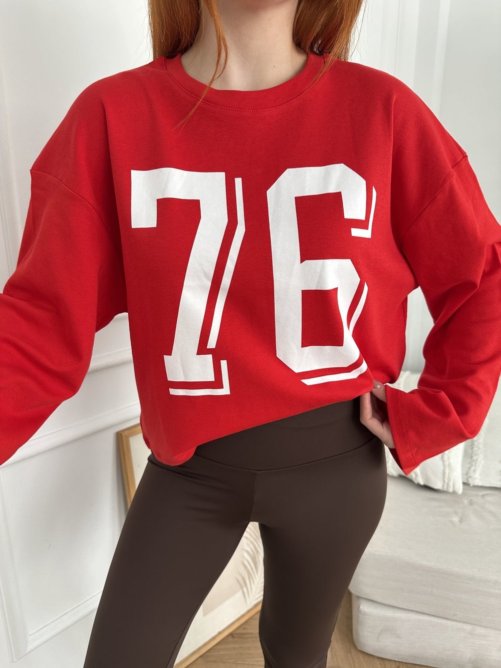 76 Uzun Kol Sweatshırt Kırmızı