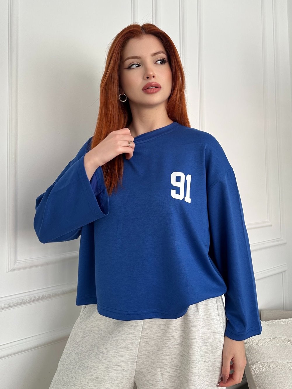 91 Baskılı Sweatshirt Saks