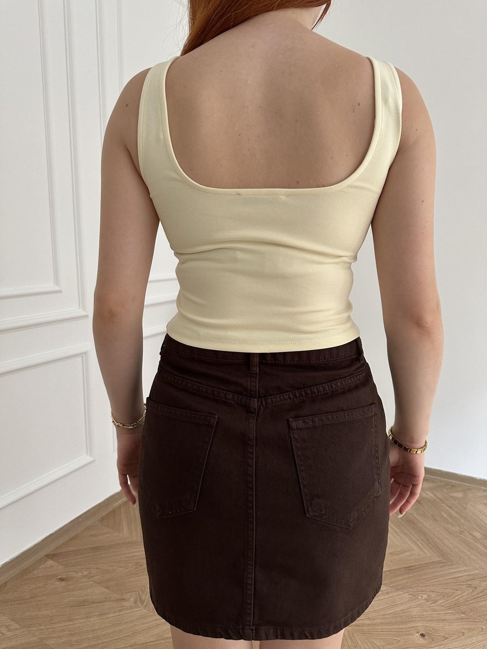 Askılı Fermuarlı Bluz Açık sarı
