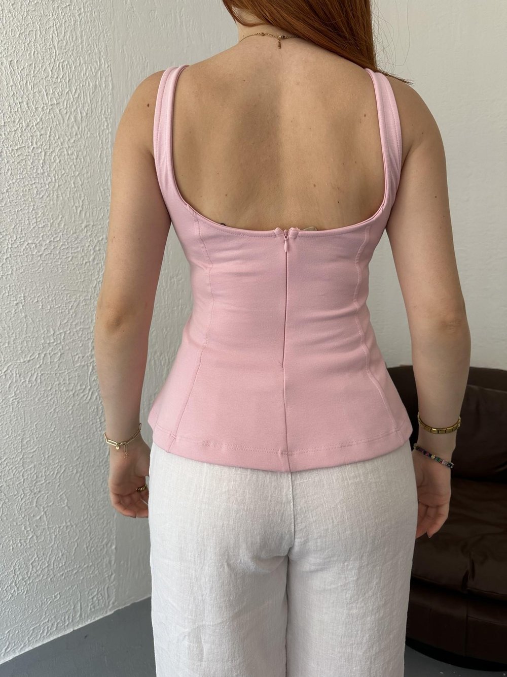 Askılı Peplum Bluz Toz pembe