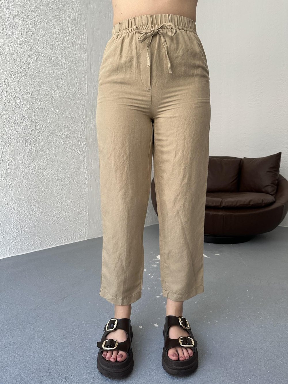 Bağcıklı Jogger Pantolon Camel