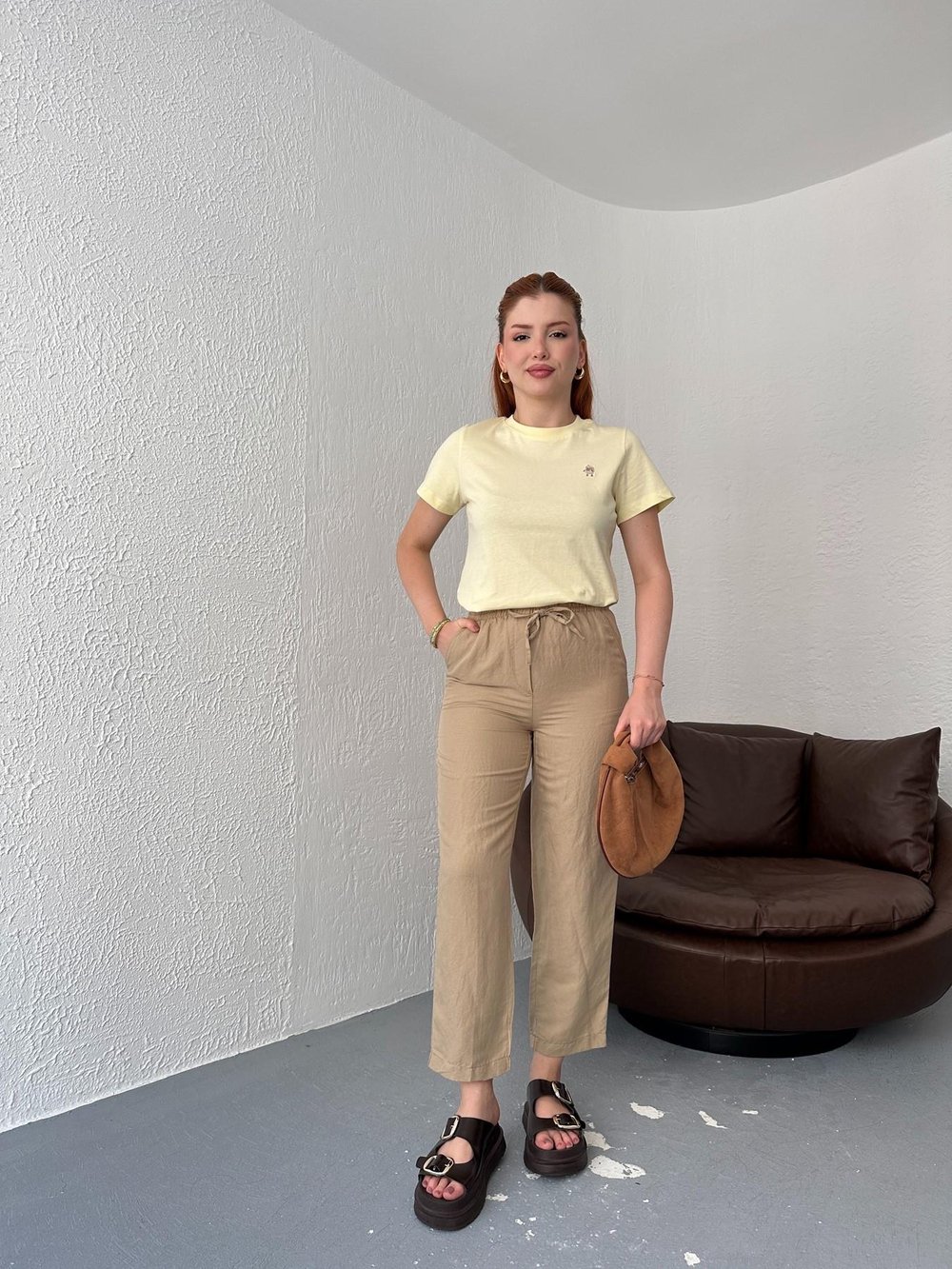 Bağcıklı Jogger Pantolon Camel