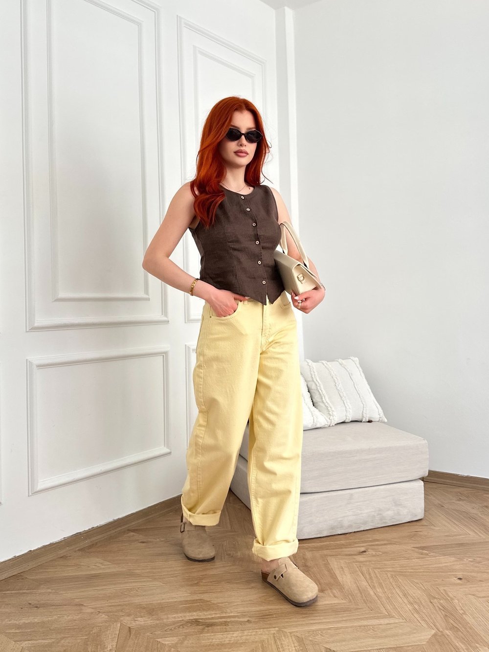 Baggy Fit Salaş Pantolon Sarı