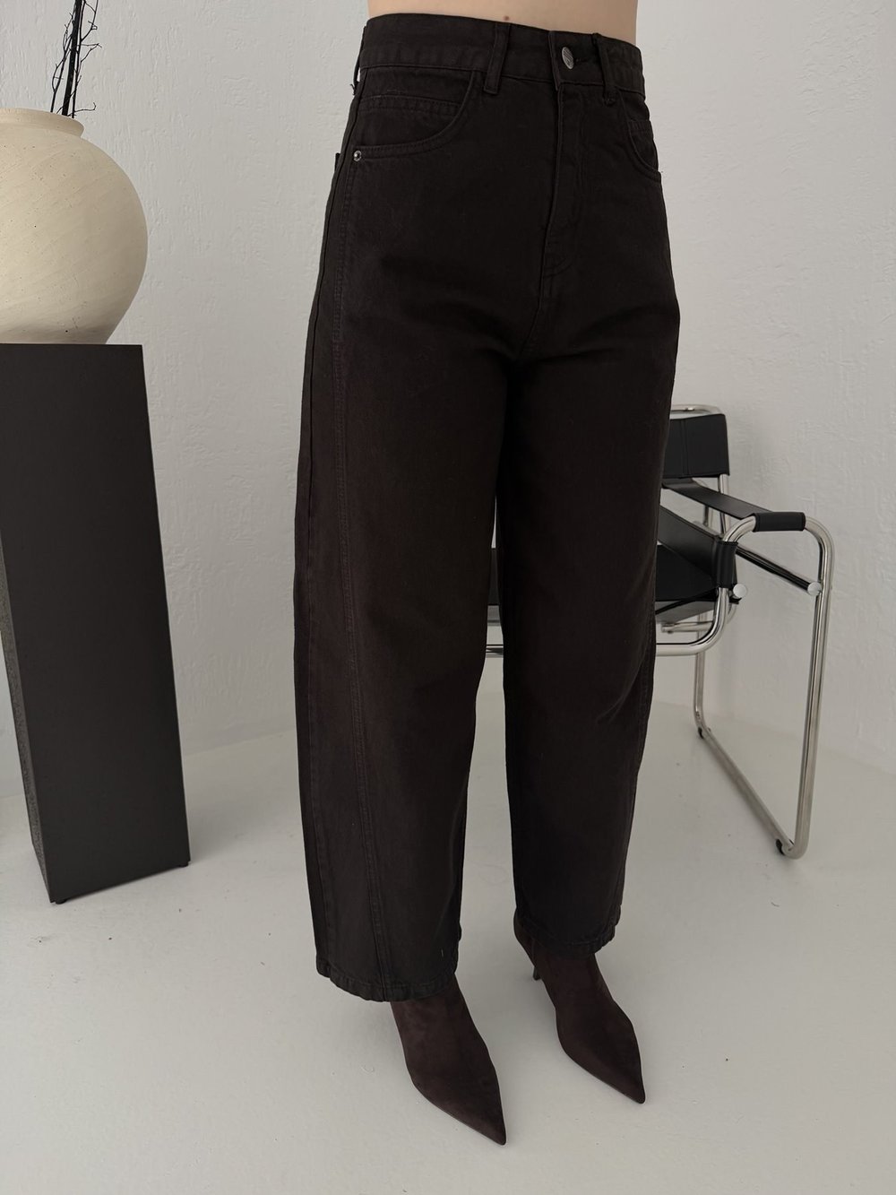 Barrel Balon Jean Pantolon Acı kahve