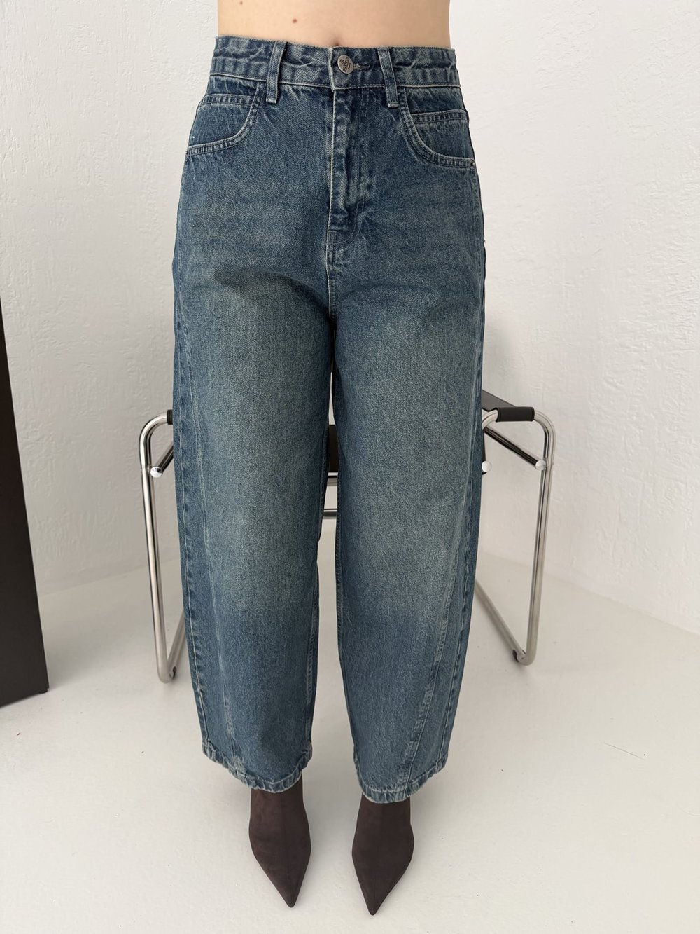 Barrel Balon Jean Pantolon Yeşil tint