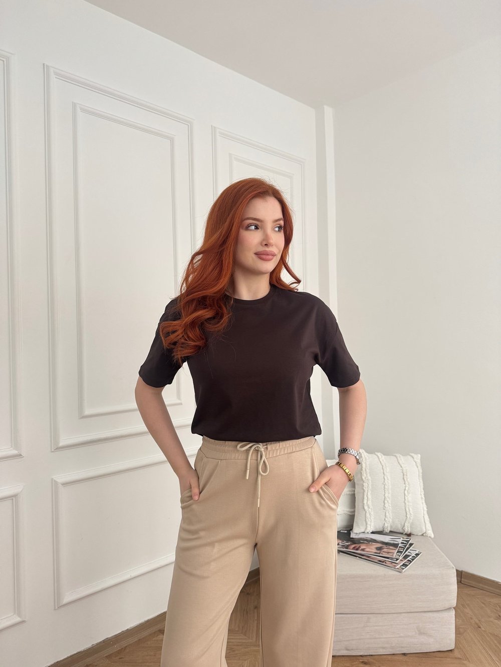 Basic Tişört Koyu kahve