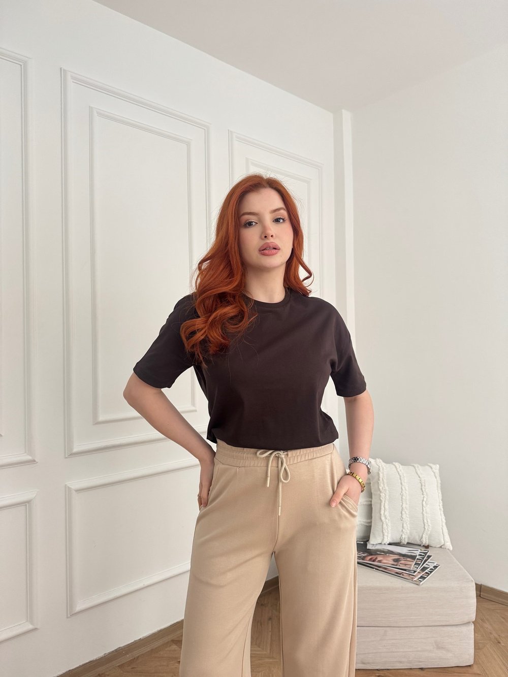 Basic Tişört Koyu kahve