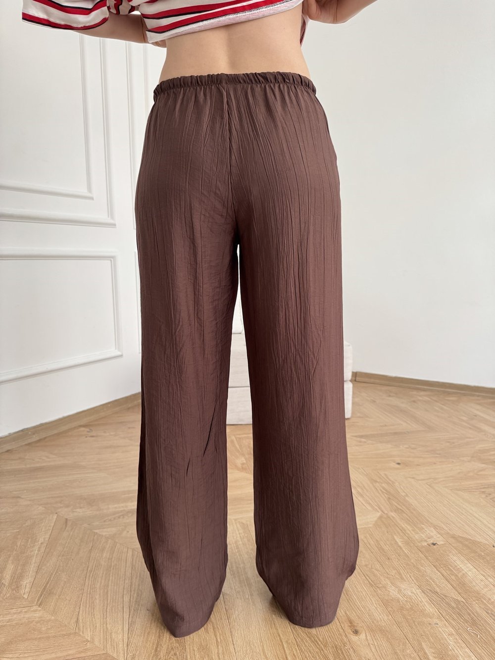 Beli Lastikli Bol Paça Pantolon Acı kahve