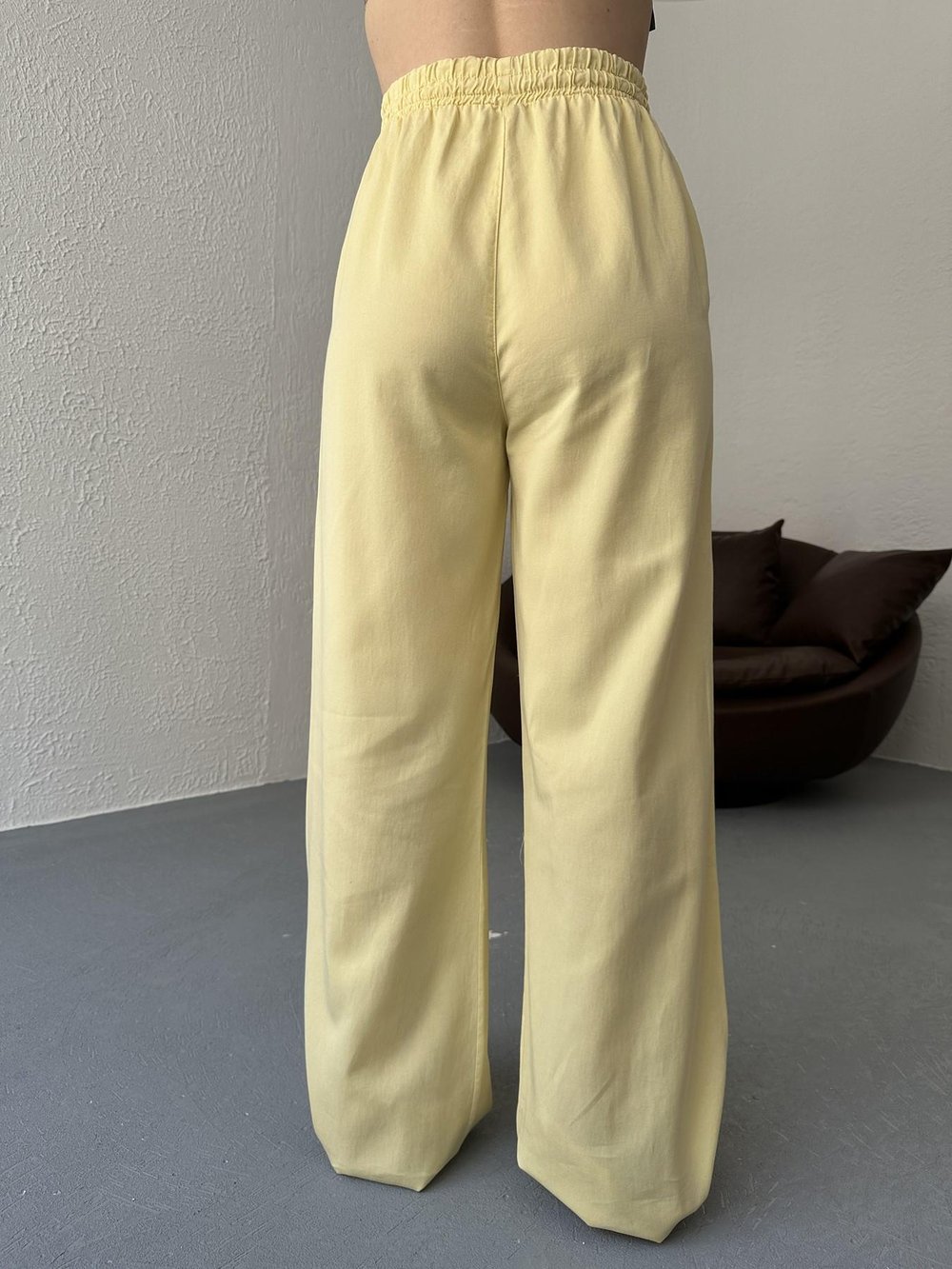 Beli Lastikli Bol Pantolon Sarı