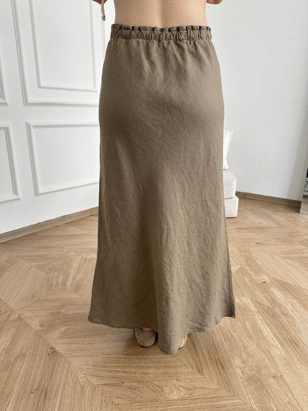 Beli Lastikli Keten Etek Mocha