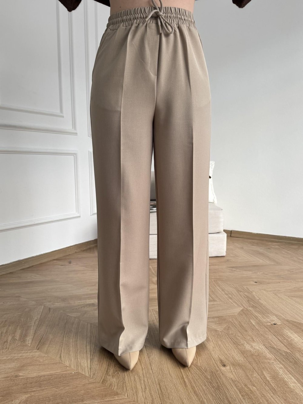 Beli Lastikli Pantolon Bej