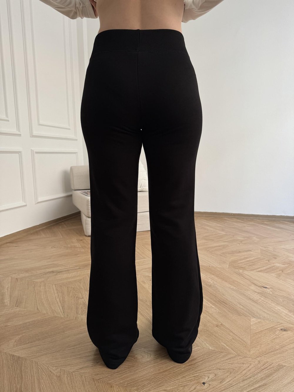 Beli Ribana Detay İspanyol Paça Pantolon Siyah