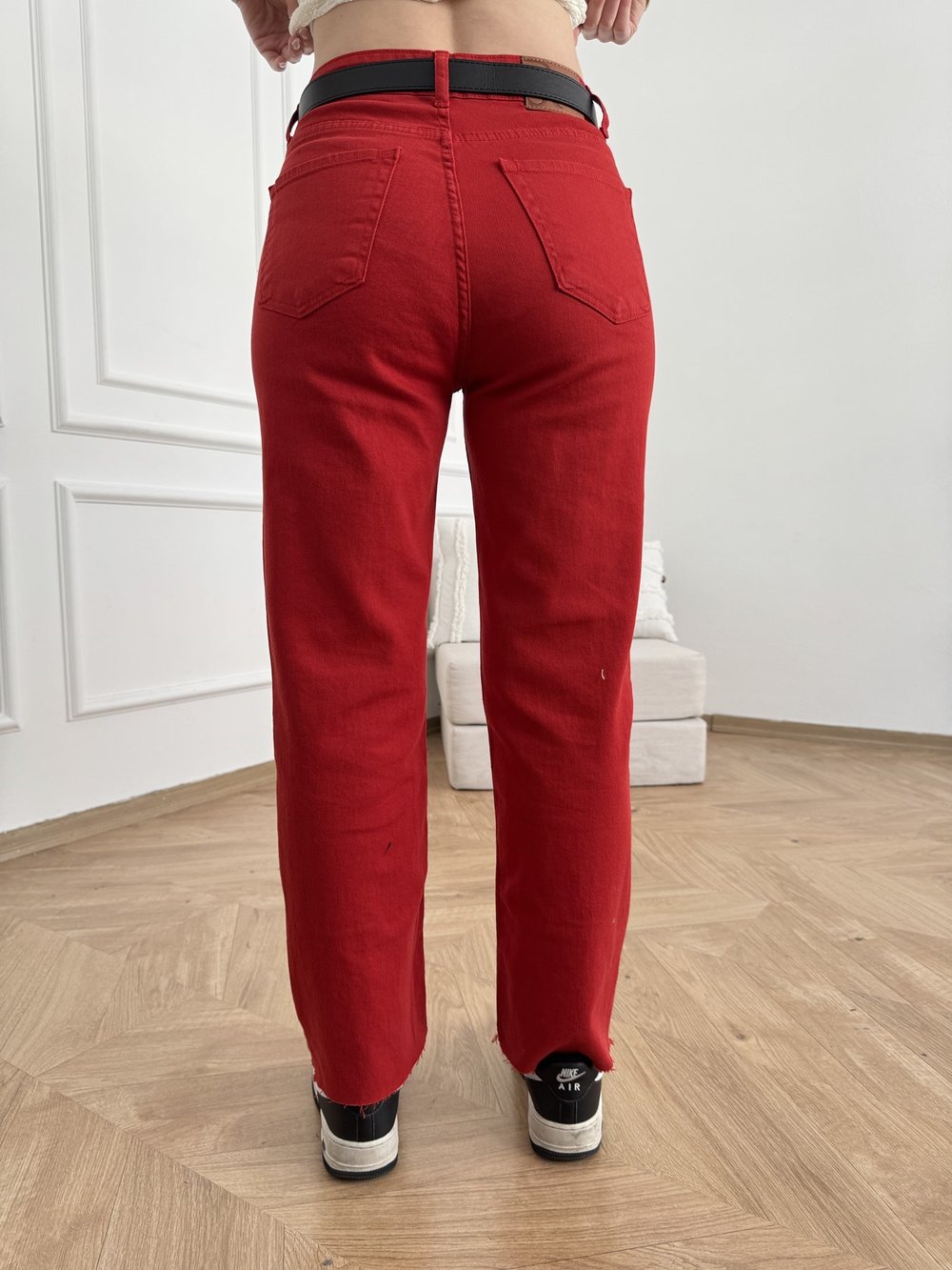 Bilek Boy Straight Pantolon Kırmızı