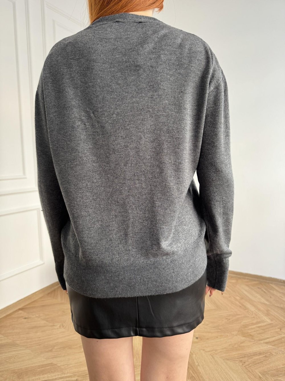Bisiklet Yaka Basic Triko Füme melanj