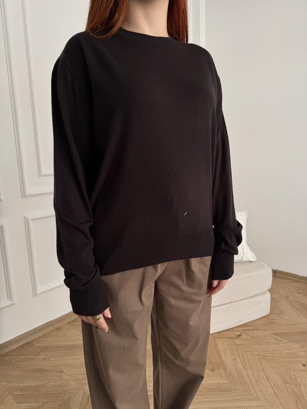 Bisiklet Yaka Basic Triko Koyu kahve