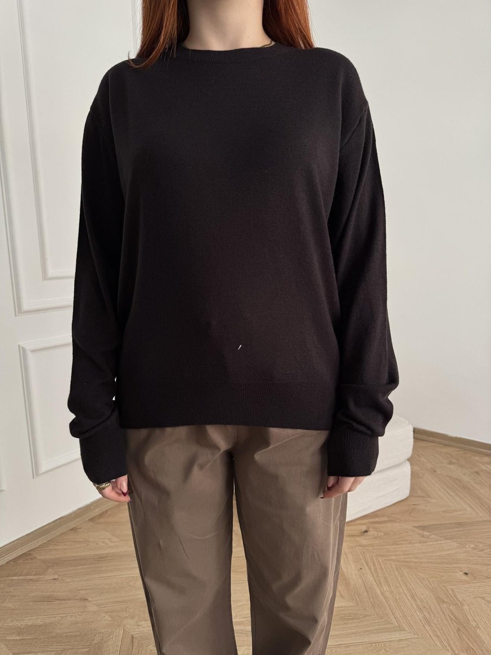 Bisiklet Yaka Basic Triko Koyu kahve