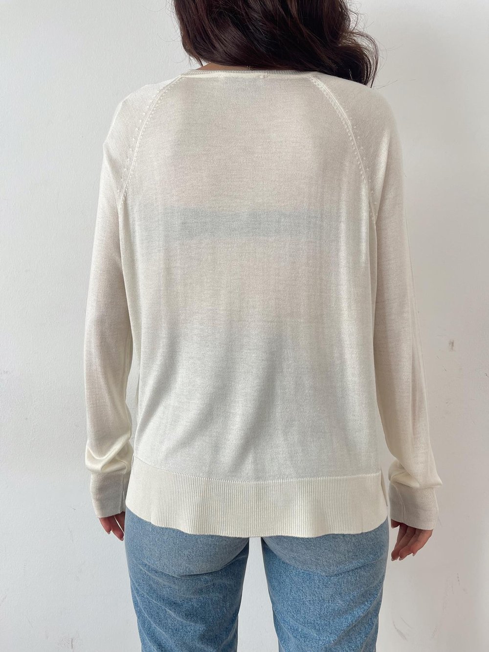 Bisiklet Yaka Basic Triko Krem
