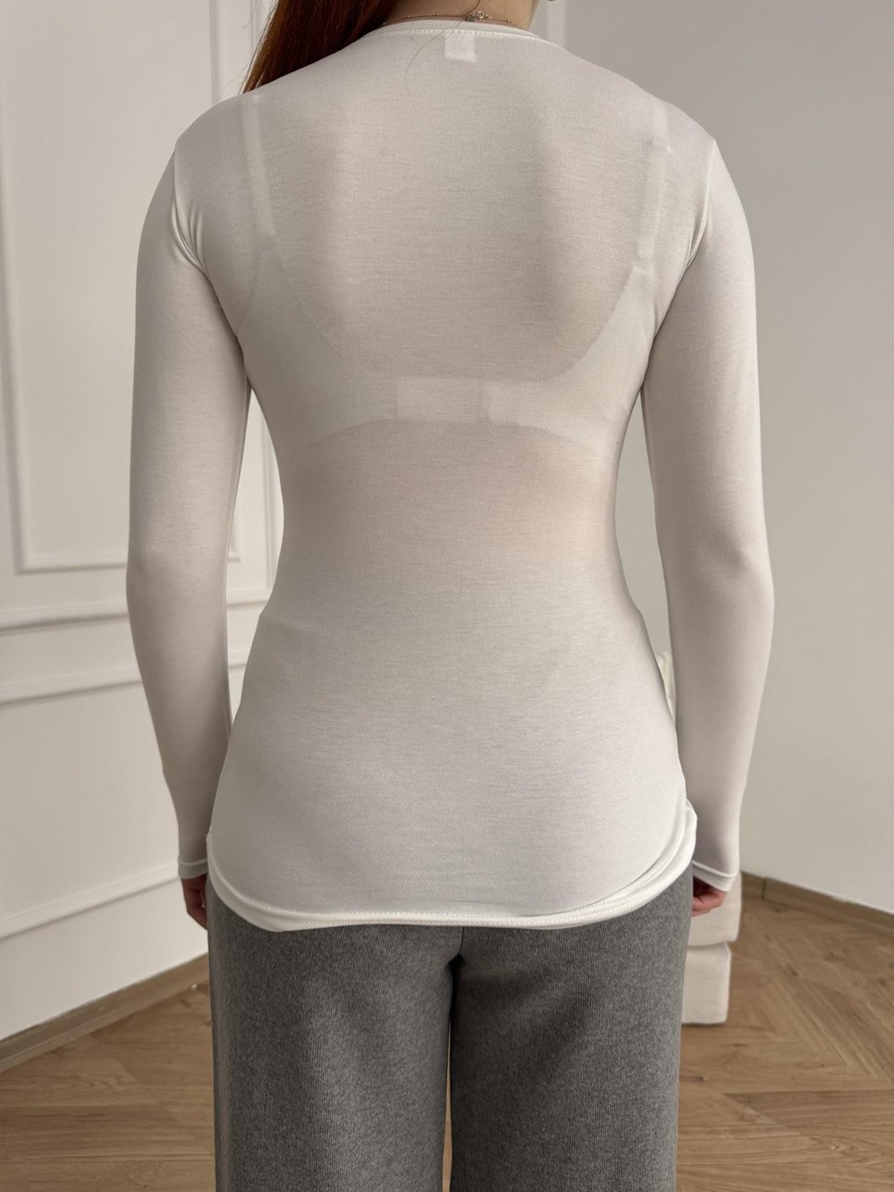 Bisiklet Yaka Uzun Kollu Body Beyaz