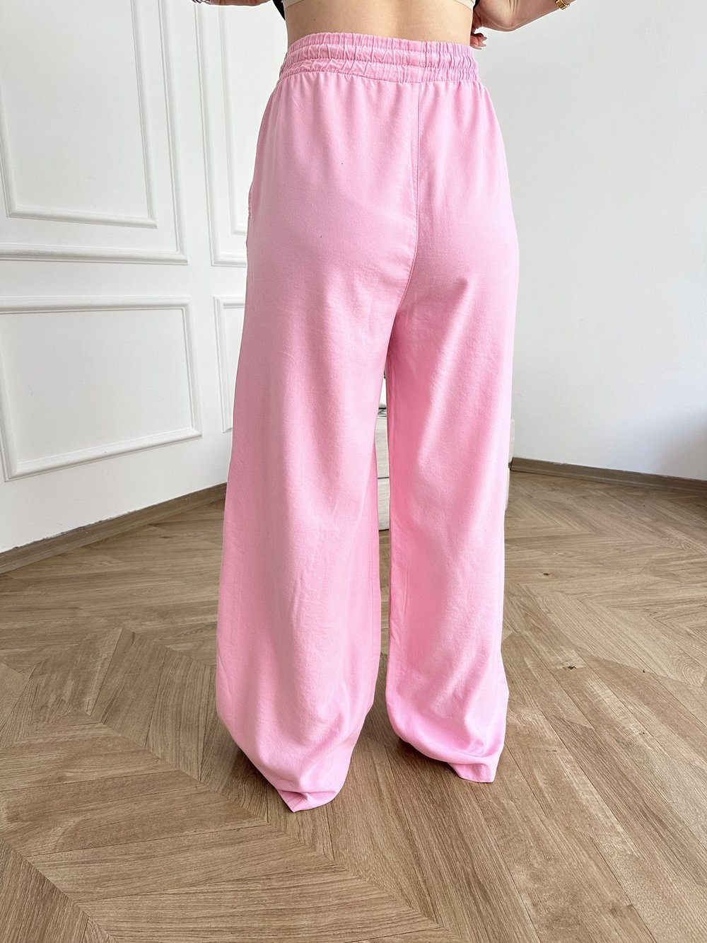 Bol Paça Lastikli Modal Pantolon Pembe