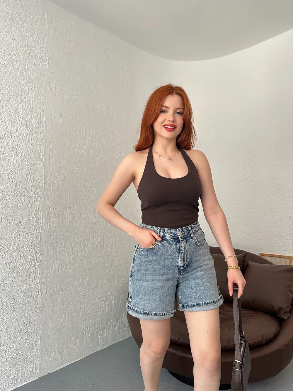 Boyundan Geçmeli Atlet Koyu kahve