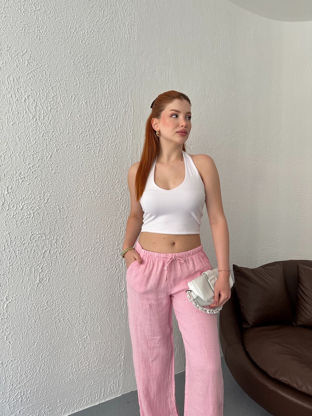 Boyundan Geçmeli Body Beyaz