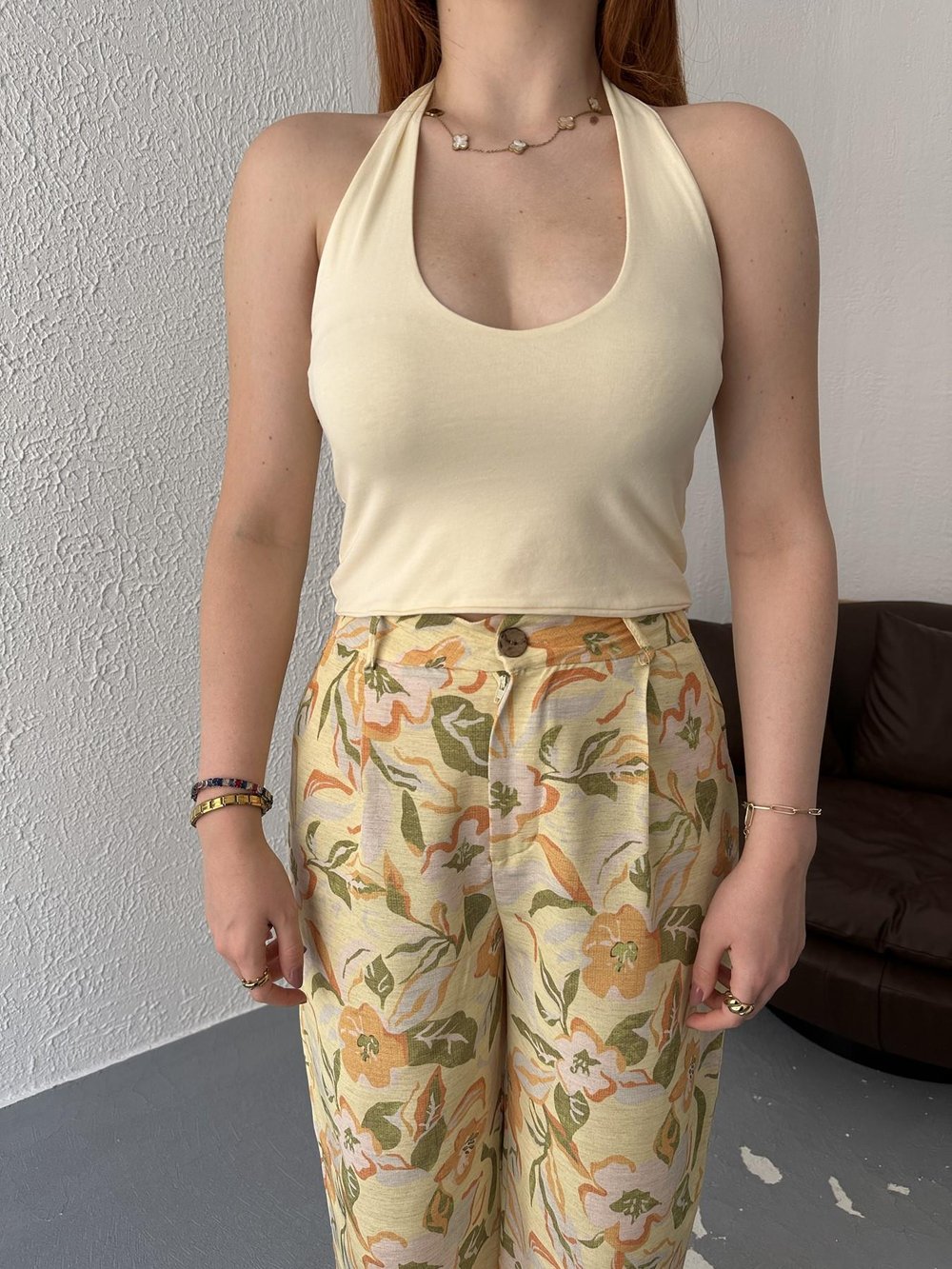 Boyundan Geçmeli Body Sarı