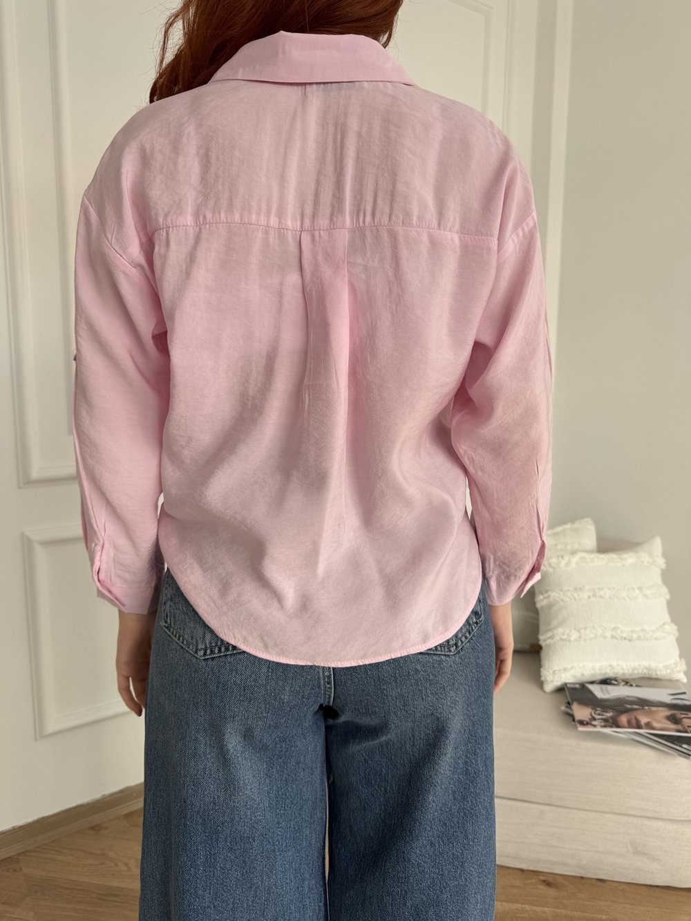 Burgulu Crop Gömlek Pembe