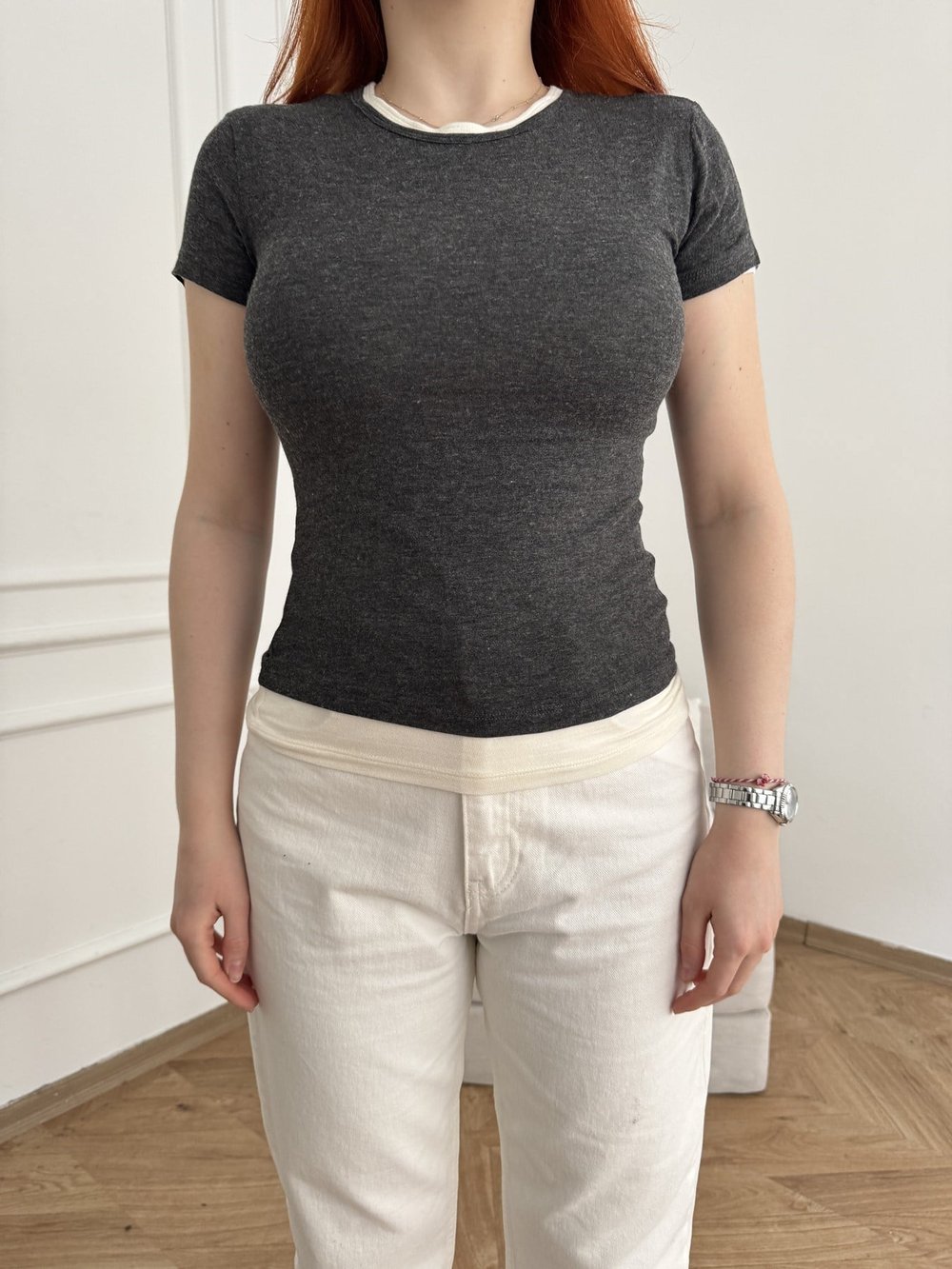 Çift Kat T-shirt Antrasit