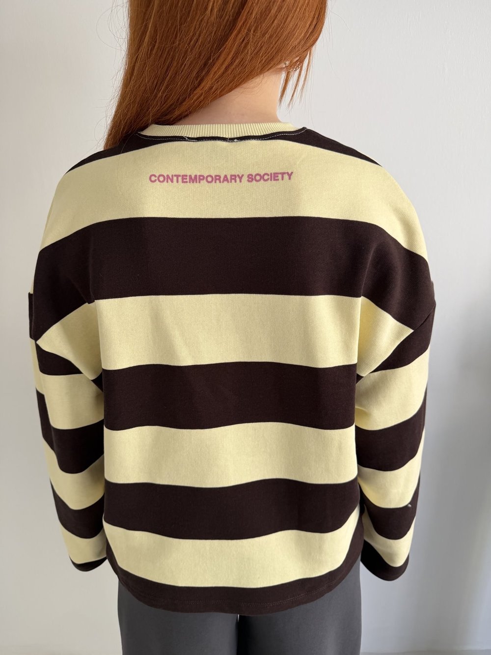 Çizgili Newyork Sweatshırt Sarı_kahve