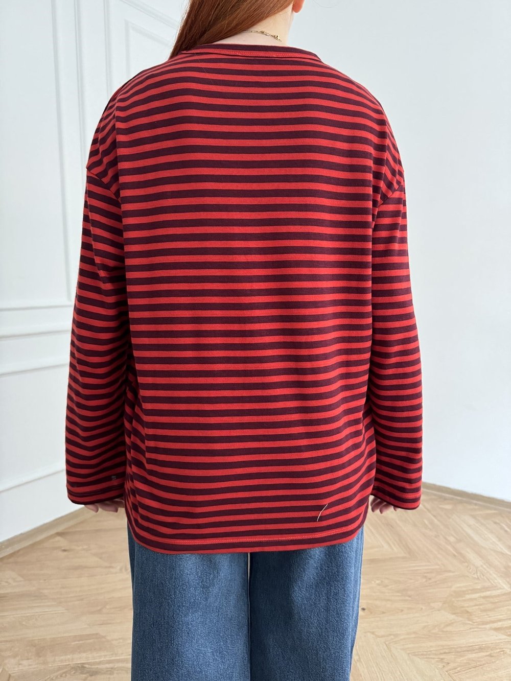 Çizgili Sweatshirt Bordo-kırmızı