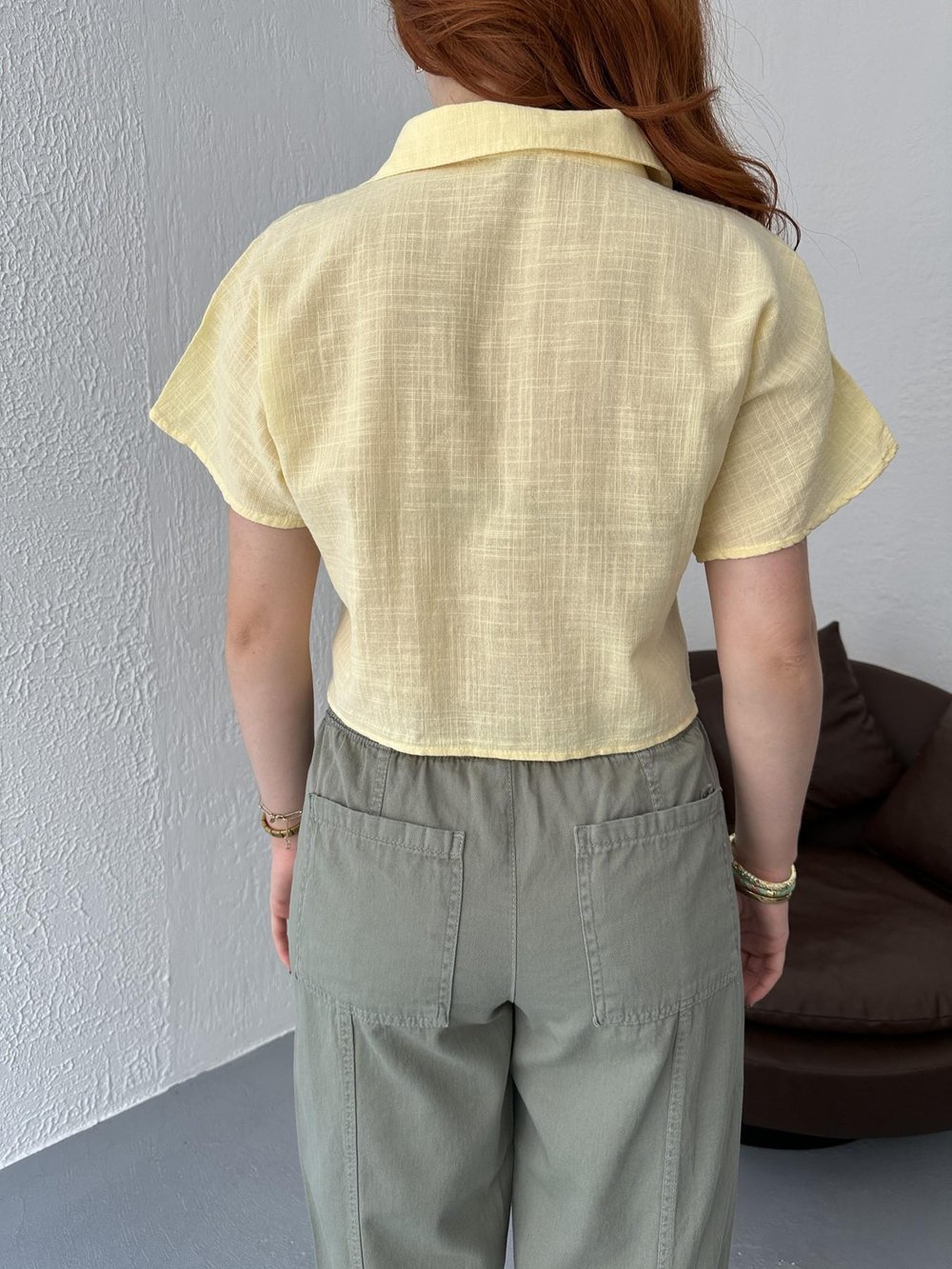 Crop Gömlek Sarı