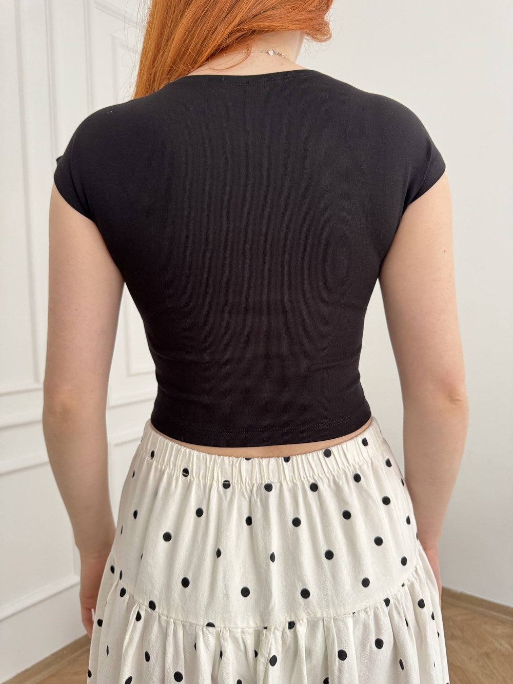 Crop Kolsuz Basic Badi Siyah