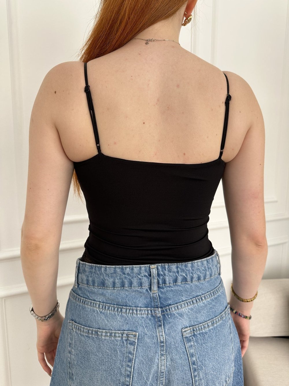 Dantel Detay Bodysuit Siyah