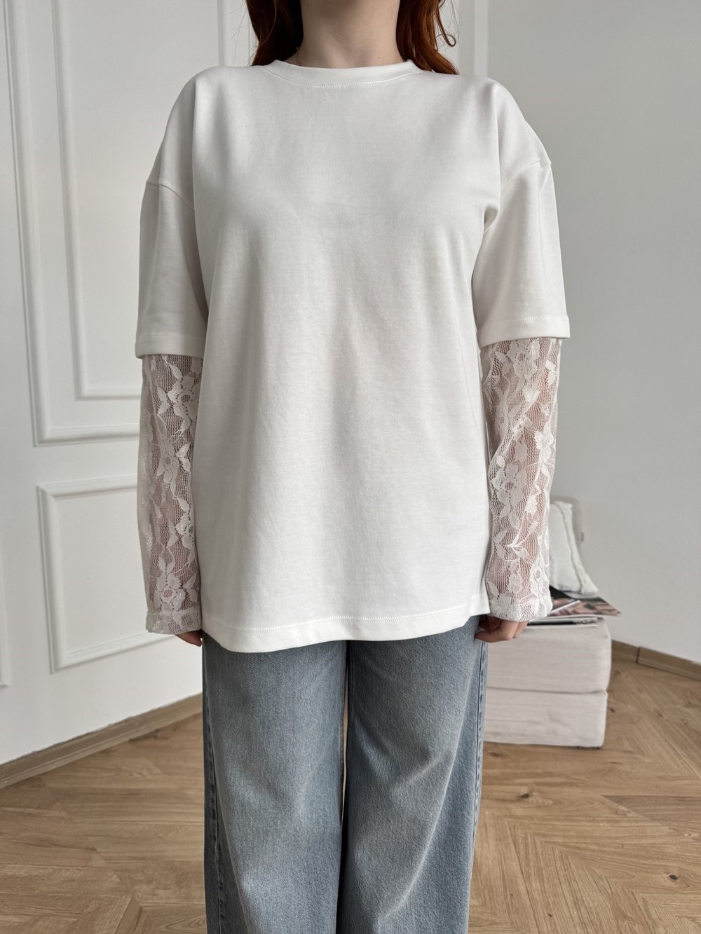 Dantel Garnili Sweatshirt Ekru