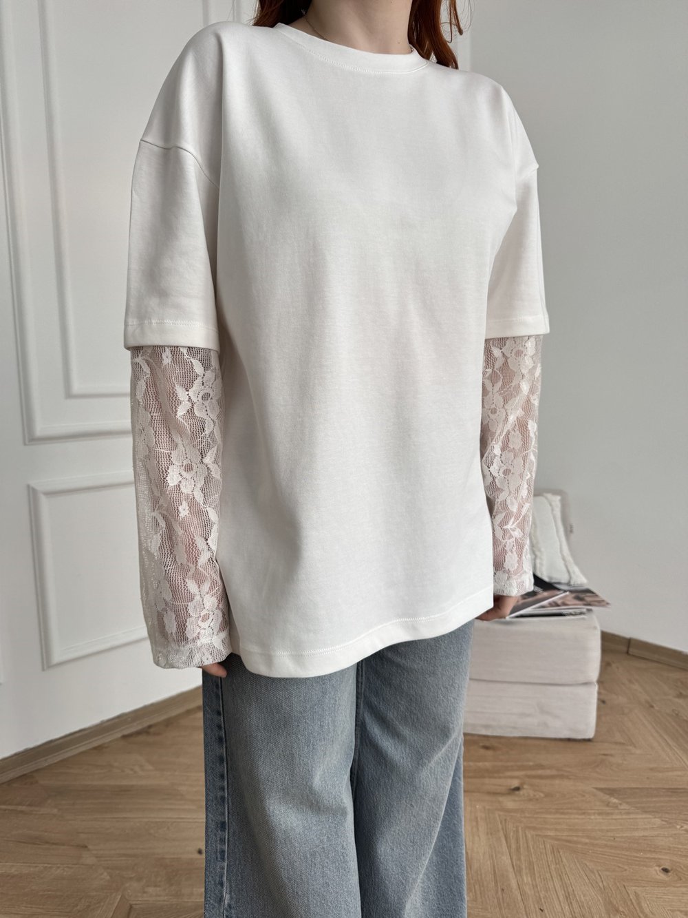Dantel Garnili Sweatshirt Ekru
