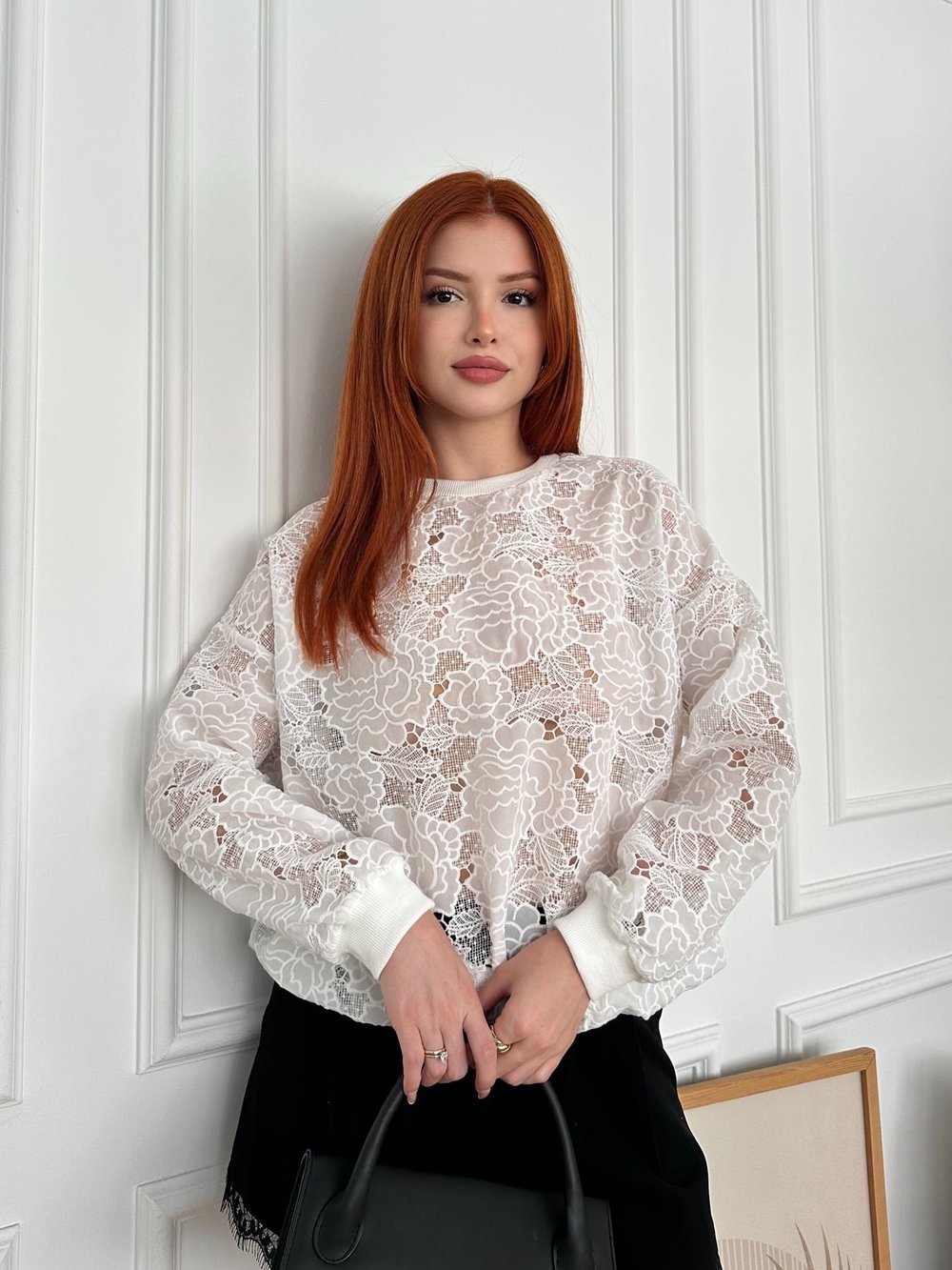 Dantel Sweatshirt Beyaz