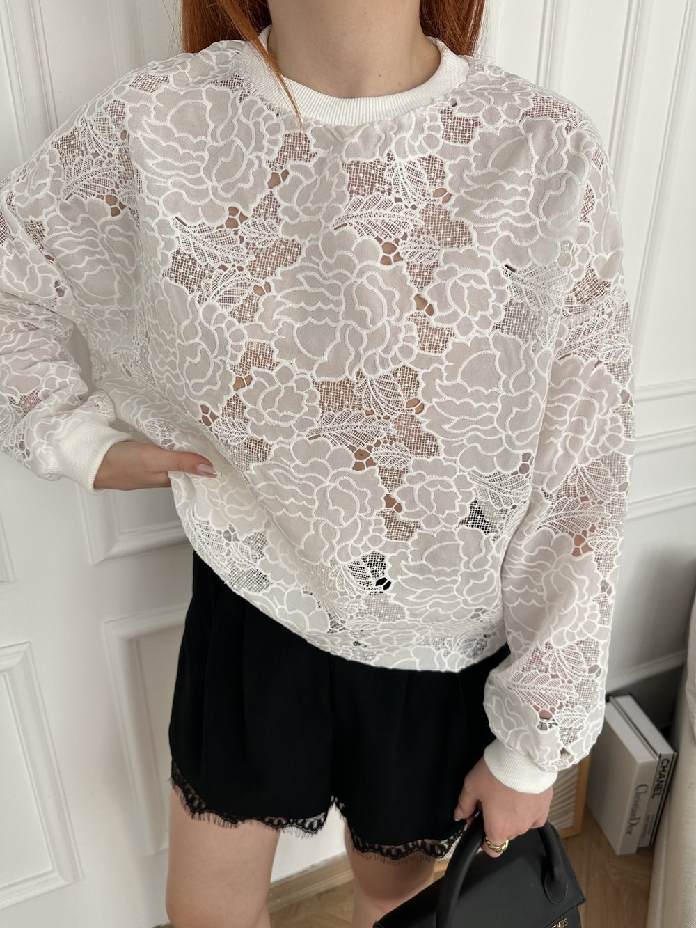 Dantel Sweatshirt Beyaz