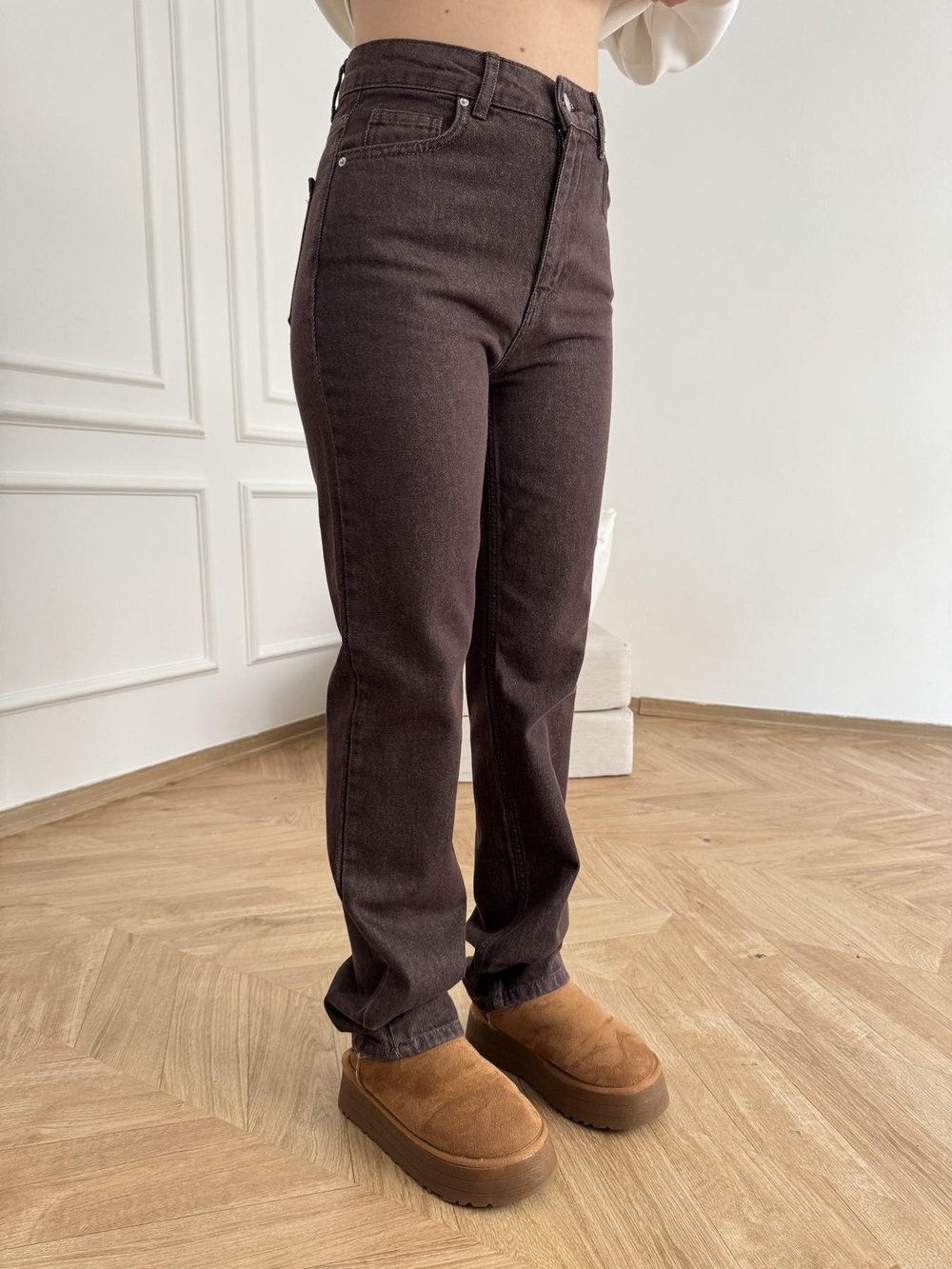 Denim Straight Fit Pantolon Kahve